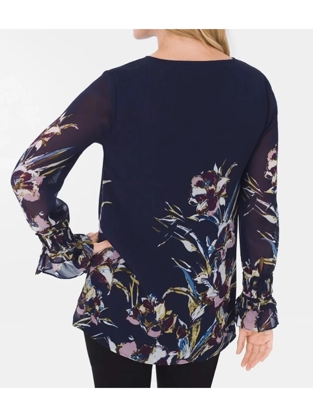 Chicos Birds Of Paradise Printed Blouse Top Size 4 US 20/22 XXL Fairy Floral - Picture 5 of 11